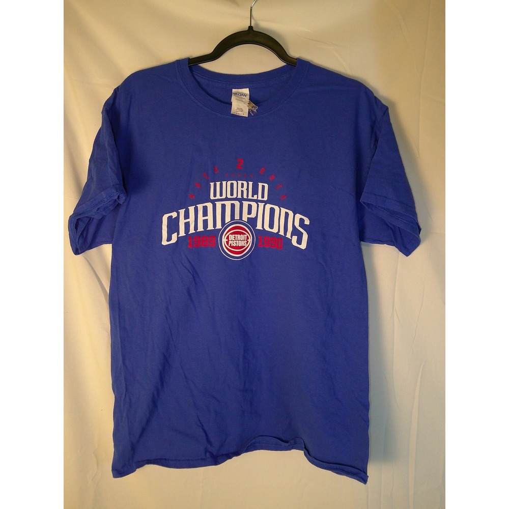 VTG Detroit Pistons 2004 World Champions TShirt Blue Gildan Heavy Cotton Men's L